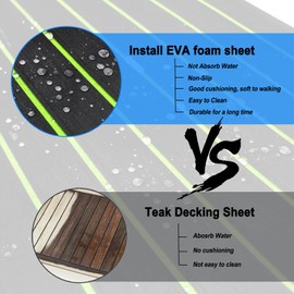 HZSHARK EVA Foam Decking Sheet Self-Adhesive Marine Carpet 6mm Non Slip Mat for Boat Floor Yacht Kayak Motorboat Golf Cart Swimming Pool
