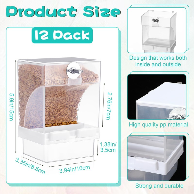 Glikceil 12 Pcs No Mess Bird Feeder Automatic Bird Parrot