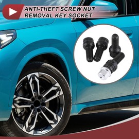 CYSFETENA Wheel Bolt Lock, 4+1Pcs M14 * 1.5MM Antitheft Black Steel Wheel Bolts Locking Lug Nuts Lug Nut Set with Key Replacement Accessories Part