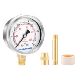 MEASUREMAN Heater Heavy Liquid Filled Duty Air Gauge Kit,Test All Low Pressure Portable Oil Fired Heaters 0-15 PSI