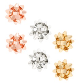 NLCAC Christmas Bow Earrings Studs 3 Pairs of Set Green Red Gift Bow Pierced Earrings Rose Gold