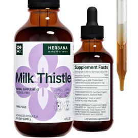 Milk Thistle 4 fl oz Liquid Extract - Natural Liver Support Drops - Cleanse and Detox Herbal Supplement - Silybum Marianum Tincture for Man & Woman - Family Size - High Potency - 90-Day Supply