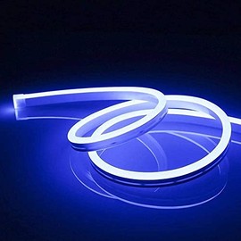 DOSYU Neón flex Tira LED luces de 5 Metro Tira led monocromo Forma ajustable para TV, Dormitorio,Halloween, Navideña, Decoración Hogareña, Iluminación de Armario con LED 3528 Brillante(Azul)