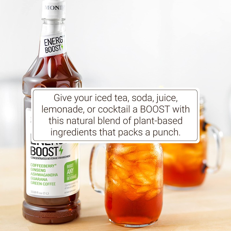 Monin - Energy Boost, Liquid Energy Supplement, Subtle Tea Flavor,