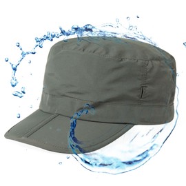 TOP-EX Men's Waterproof Army Hat - Foldable Brim Cadet Military Cap for Golf, Running, Outdoor Dad Baseball Ball Caps, Dark Grey XL XXL Extra Large Big Head Oversize