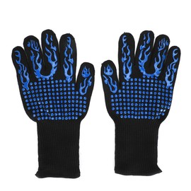 800℃ 1482°F Heat Resistant Fire Safety Gloves Flame Retardant Non-Slip for Microwave Oven BBQ Baking l R Universal