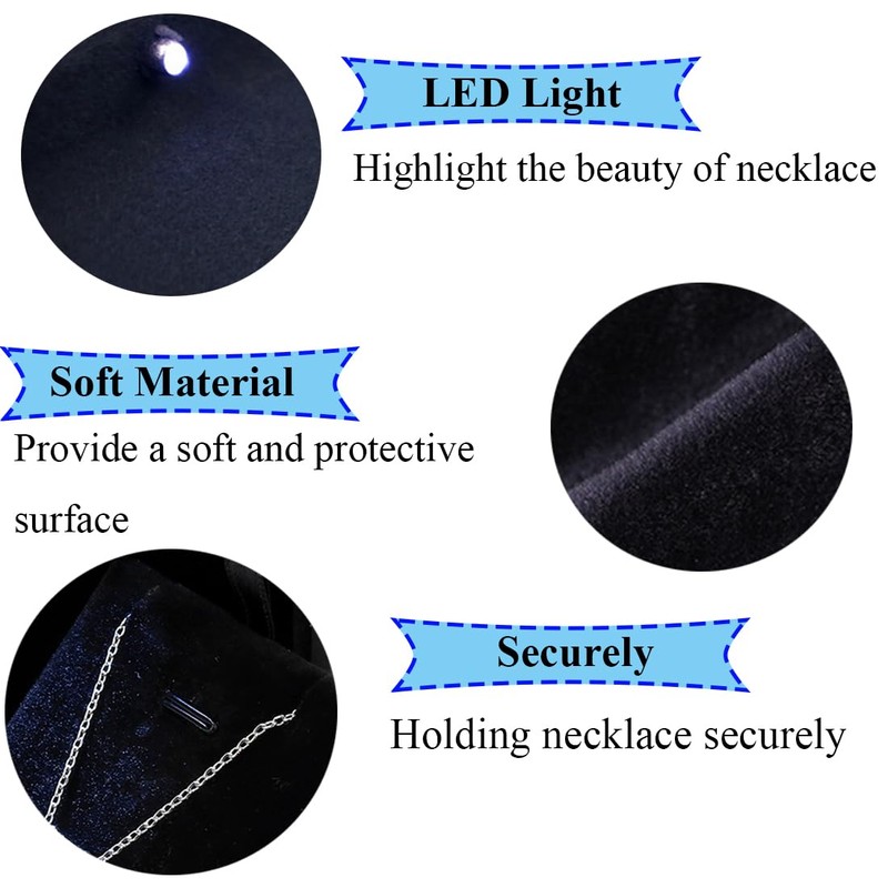 GBYAN Pendant Necklace Box with LED Light Necklace Gift Box