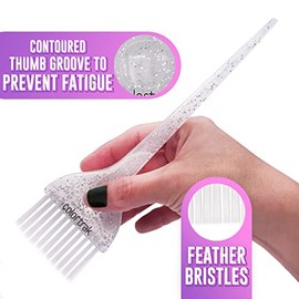 Colortrak Galaxy Glitter 2 Piece Hair Brush Set for Highlighting and Coloring Hair Sections, Includes 1 2.5 Inch Wide Celestial Glow Soft Bristles and