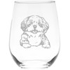 C M - Shih Tzu Dog Themed Stemless Wine Glass-