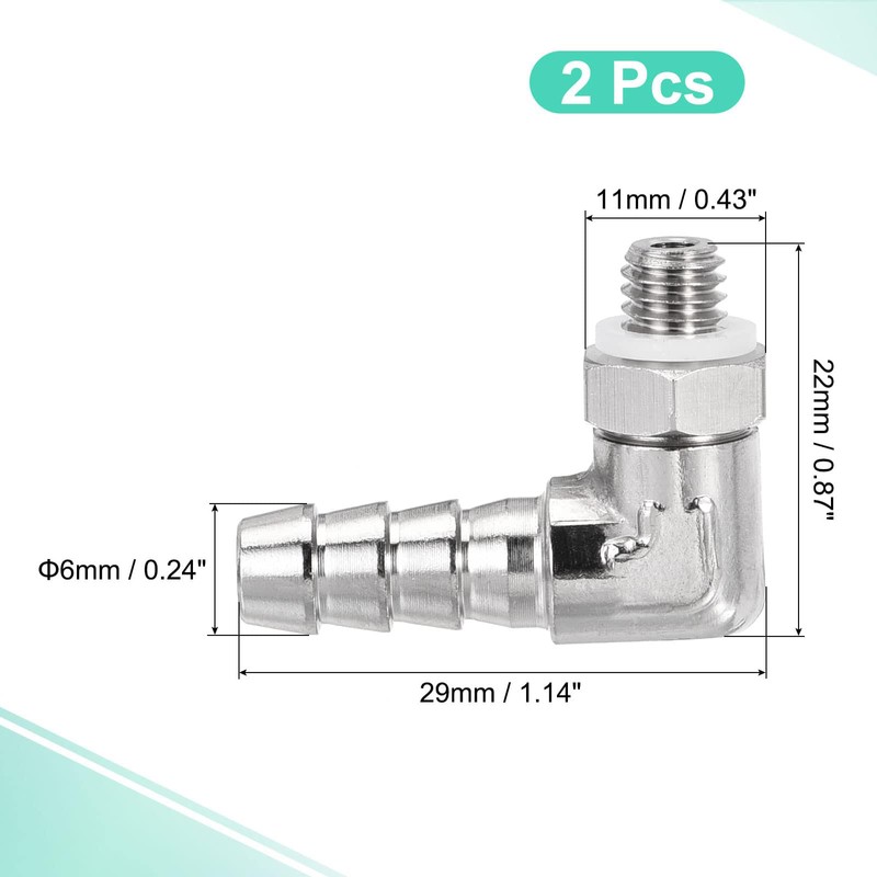TA-VIGOR 2Pcs Nickel-Plated Copper Hose Barb Fitting Elbow 6mm Barbed