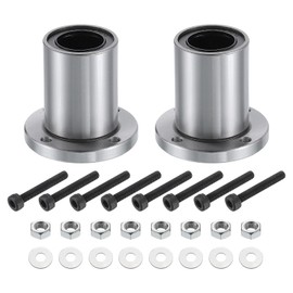 sourcing map LMF25UU Linear Ball Bearings 26mm Bore 40mm OD 58mm Length Round Flange Nickel Plated with Screws for CNC Machine 3D Printer 2pcs