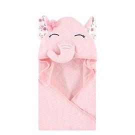 Hudson Baby Unisex Baby Cotton Animal Face Hooded Towel, Floral Pretty Elephant, One Size