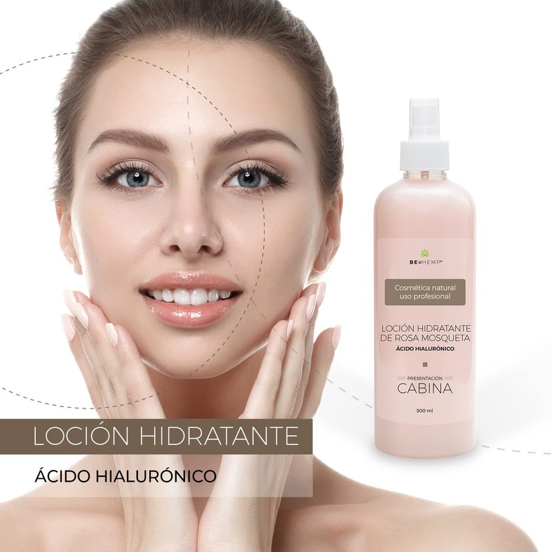 Loción facial hidratante rosa mosqueta y ácido hialurónico 500 ml
