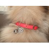 Leather cat collar red,blue,brown,pink,purple,black, safety elastic,diamante heart charm (Red)