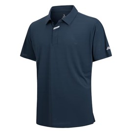 SAMERM Golf Shirts for Men Super Stretch Jacquard Dry Fit Golf Polo Moisture Wicking Short Sleeve Polo Shirts for Men,Navy M