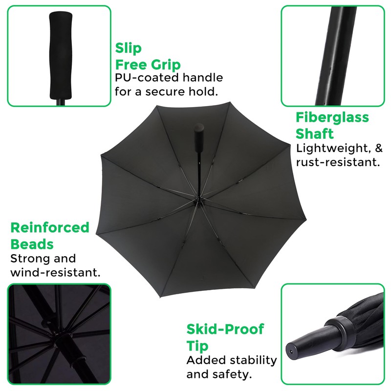 ADEPTNA Large 49” Double Ribbed Golf Umbrella Windproof and Waterproof