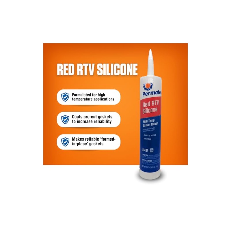 Permatex 81409 High-Temp Red RTV Silicone Gasket, 11 oz.