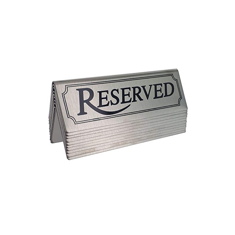 10 Stainless Steel Reserved Table Signs - BarBits Tabletop Tent