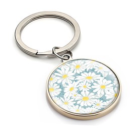 AWHSCP Cute Keychains Gifts for Friends, Funny Key Chain Christmas Gifts for Women Men Bag Purse Wallet Handbags Backpack Cute White Floral