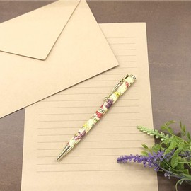 luminio Permanent Ball Point Pen 0.7 Twist-on Cross Type Fine Point Italian Paper (Flower White Pink)