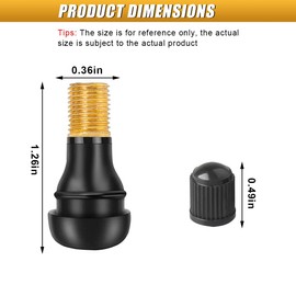 ZIMISI 8PCS TR412 Tubeless Tire Valve Stems, Universal Rubber Snap-in Tire Valve Stem Replacement, Standard Vehicle Tires Valves Accessories for Tubeless 0.453 inches 11.5mm Rim Holes (TR412)