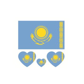 ZPDNURZL 10 Sheets Kazakhstan Flag Tattoos Stickers 40 Pcs Waterproof Sweat Sports National Flag Removable Fake Tattoos
