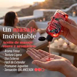 Aceite Masaje Corporal Yaakunaj Loveshop 60ml Fresa Straw Berry Oil Aroma Hidratante Textura Ligera Uso Relajante