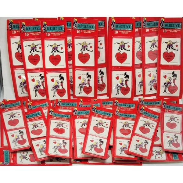 1990 Beetlejuice Cartoon TV Jumbo Valentine Stickers NIP/NOS/Unpunc