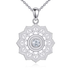 Vadmans Lotus Necklace 925 Sterling Silver Lotus Pendant Necklace Lotus Flower Lotus Jewellery for Women, Sterling Silver, Cubic Zirconia