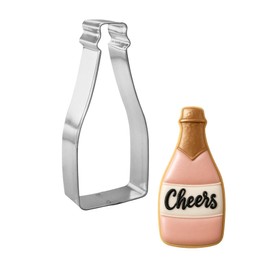 Foose Champagne Bottle Cookie Cutter 4.5 Inch –Tin Plated Steel Cookie Cutters – Champagne Bottle Cookie Mold