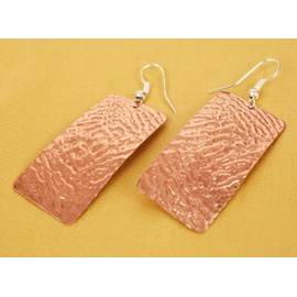 NEW! Touchstone Indian Bollywood Fashion Handcrafted Pretty Hand Embossed Geometric Rectangular Shape Light Weight Designer Jewelry Earrings In Copper Tone For Women.
