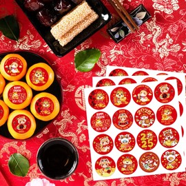 SICOHOME Chinese New Year Stickers - 2025 Year of The Snake Stickers 112 Pcs 0.8 in Round Candy Stickers for Chocolate for Kids Envelope Stickers Lunar New Year Decorations 2025 Party Favor Supplies B