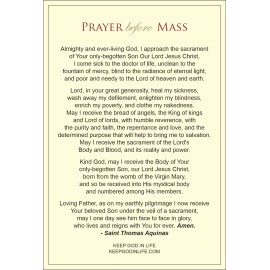 Prayer Before Mass, Prayer After Mass, Prayer Card, 4x6 inches, 5-pack