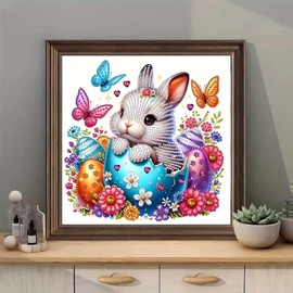 SHICERNHJ Easter Bunny Special Shape Diamond Art Kits for Beginners,5D Diamond Painting Kits for Adults Butterfly Egg DIY Crystal Rhinestones Paintings Kits for Home Wall Decor 12 X 12inch