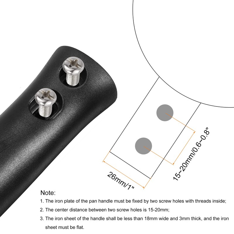 MECCANIXITY Pan Replacement Handle Black 6.3x1.3inch Nonstick Saucepan Cookware Skillet