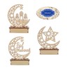 Mobestech 3PCS Ramadan Mubarak Eid Decorations Wooden Moon Star Lights