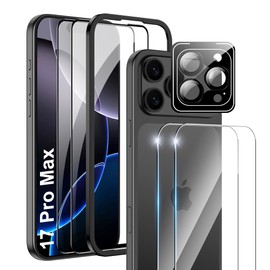 Fhyeugfy for iP 17 Pro Max Screen Protector,[2+1+2 Pack] Front Screen Protector+Camera Lens Protector+Back Screen Protector,9H Hardness,Tempered Glass,Anti-Scratch,Ultra HD