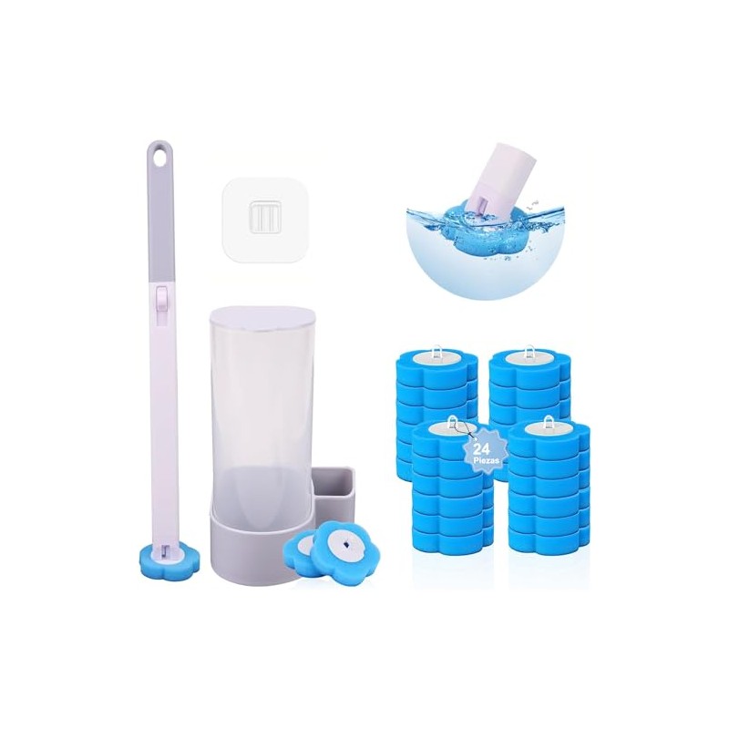 Juego de Cepillo de Inodoro Desechable 24pcs, con Limpiador y