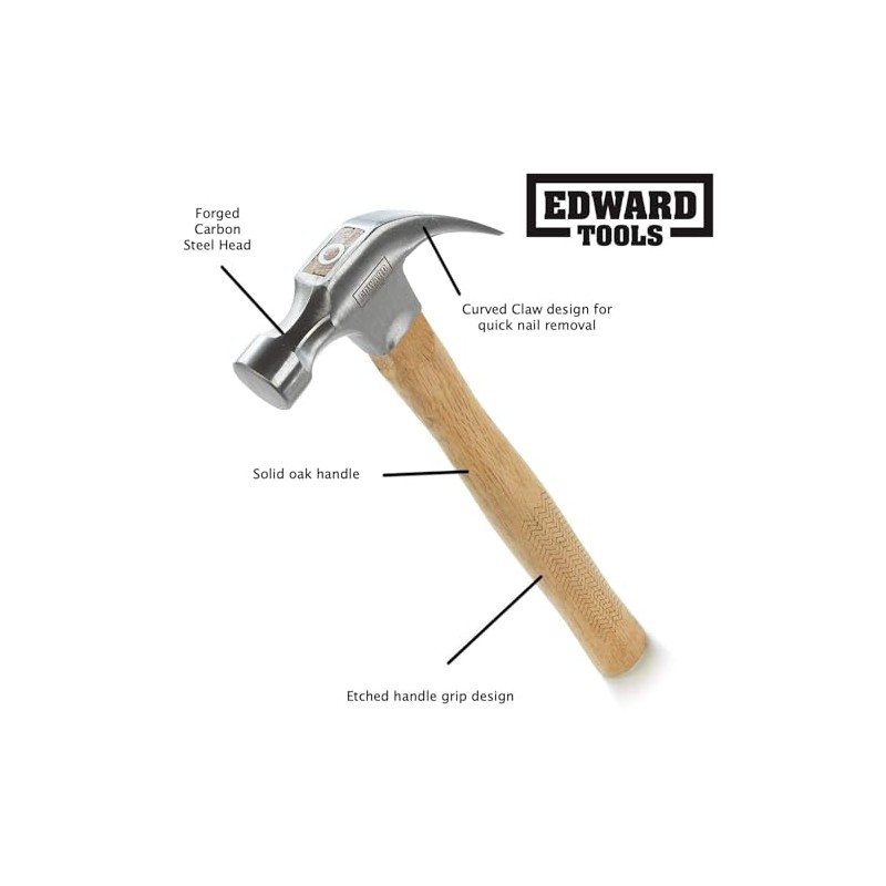 Edward Tools 16 oz. Oak Claw Hammer (Pack of 2)