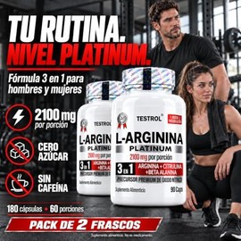 Arginina Platinum 2100mg por porción  L Arginina  L Citrulina  Beta Alanina  Pre Workout  Pre Entreno sin Cafeina  Precursor de Oxido Nítrico