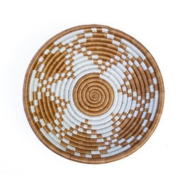 Large Mwangaza 12” Rwanda Basket Woven Bowl Sisal & Seagrass Basket - Tan Brown/Cream