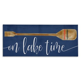 Stupell Industries On Lake Time Phrase Boat Oar Over Blue, Designed by Daphne Polselli Canvas Wall Art, 13 x 30