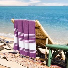 Goroly Home - Toalla turca de 2 unidades, toalla de playa fina, toalla de playa Fouta, toalla de playa turca Peshtemal, manta de piscina, 100% algodón, 36 x 71 pulgadas, color magenta