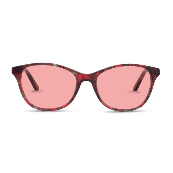 TheraSpecs Audrey Migraine Glasses for Light Sensitivity, Photophobia and Fluorescent Lights | Women | Indoor Lenses | Red