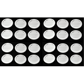 2" Round Plastic Louver Soffit Air Vent Reptile Screen Grille Cover Multiple Colors/Quantities (24, White)