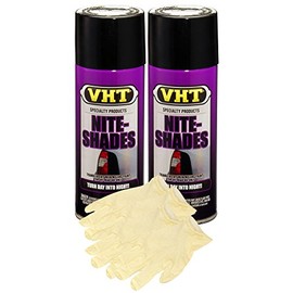 VHT Nite-Shades Lens Cover Translucent Black Paint (10 oz) Bundle with Latex Gloves (6 Items)