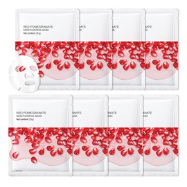 8PCS Face Masks Variety Set,Lightweight Long Lasting Hydrating Sheet Mask,Moisturizing Face Masks Set,Facial Mask Gift Set Suitable for All Skin Types（Pomegranate）