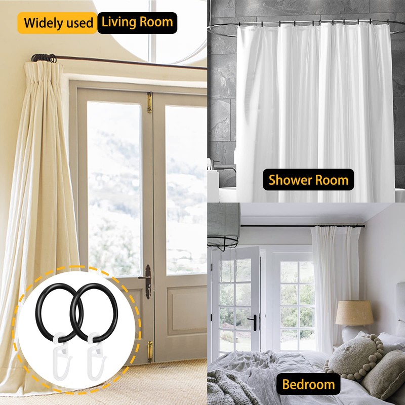 70 x Plastic Rings with Folding Hooks, Plastic Curtain Rings