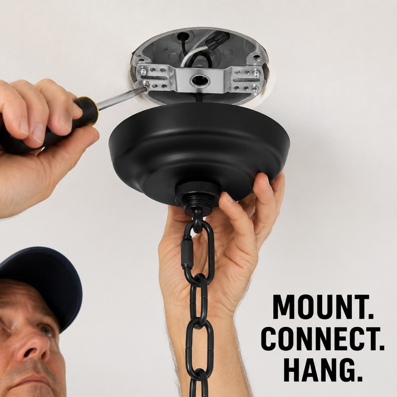 Heavy Duty Canopy Kit with 3.2FT Pendant Light Chain -
