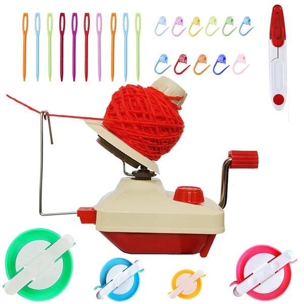 Yarn ,Convenient for Yarn,Yarn Swift and ball winder Combo with Easy Installation for Yarn Storage,1 Pcs Scissors + 20 Pcs Stitch Knitting Needles + 4 Size Pompom Maker (26)